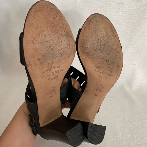 Via Spiga Black Lynne Leather Open Toe Studded Sandals Woman’s 9M - Picture 13 of 14